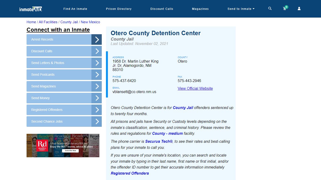 Otero County Detention Center - Inmate Locator